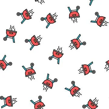 Bbq iron summer picnic vector seamless pattern 스톡 일러스트