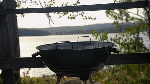 Bbq by the lake Stock Footage 92641741