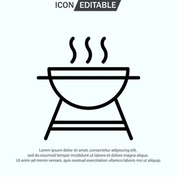 BBQ line icon, outline vector logo illustration Stock Illustration