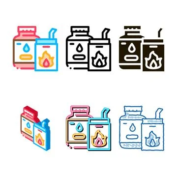 Bbq liquid for pack fire icon vector outline Stock Illustration