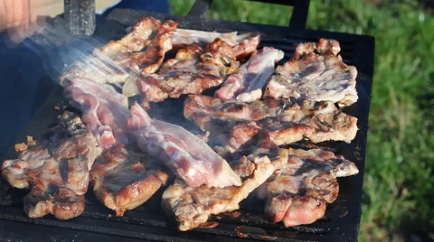 BBQ meat barbecue timelapse  Stock-Footage 55506637
