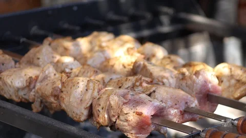 BBQ meat on the fire Stock Footage 88676644