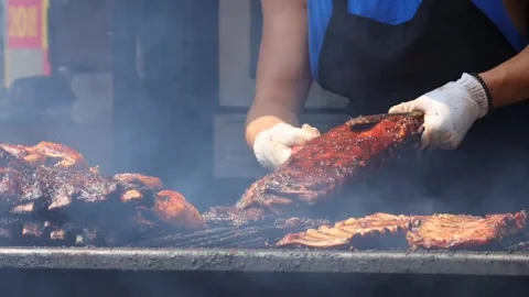 Bbq meat grill Video stock 268483367