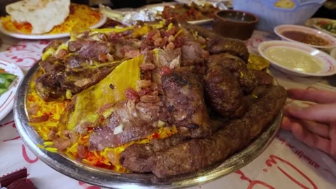 BBQ Mixed Grill Platter Kebab Beef Chicken Lamb with Rice 動画素材 342583537