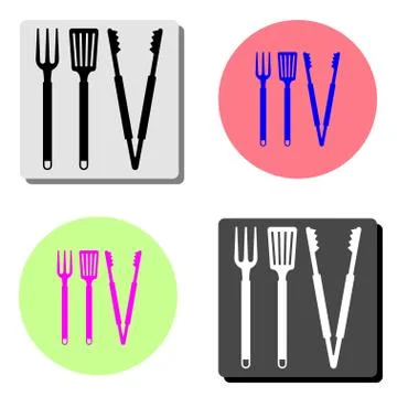 BBQ or grill tools. flat vector icon Stock Illustration