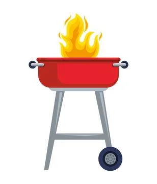 Bbq oven with flame Illustrazione stock