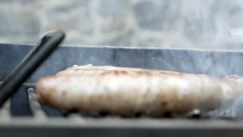 BBQ - Panning shot of a barbecue Stock Footage 91526765
