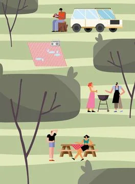 Bbq in the park Stock Illustration