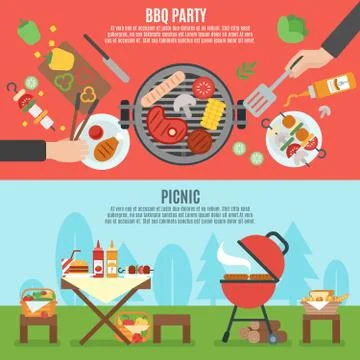 BBQ party banner set Stockillustratie