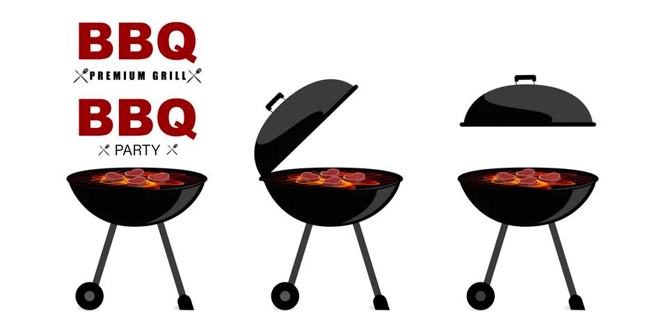 BBQ party. Barbecue set in vector style. Bbq grill, summer style. vector Stock Illustration