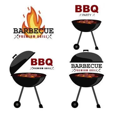 BBQ party. Barbecue set in vector style. Bbq grill, summer style. Vector 库存插图