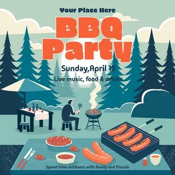 BBQ Party Flyer Design Stock Illustration