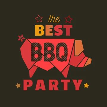 BBQ party hand drawn flat color vector icon Stock Illustration