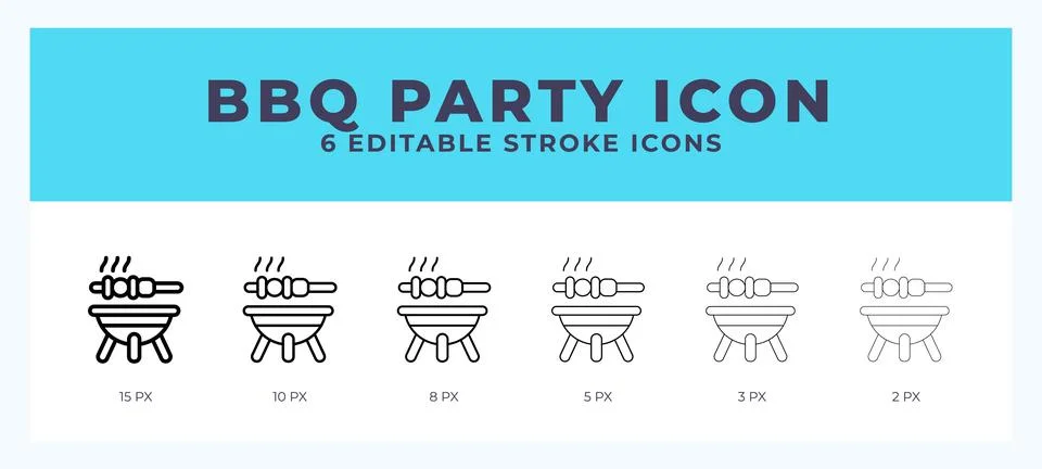 Bbq party icon in thin line. Bold line. Regular line. Editable stroke. Stock Illustration