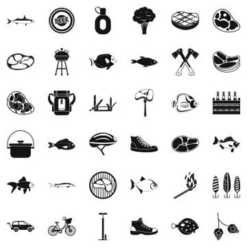 Bbq party icons set, simple style Ilustración de archivo