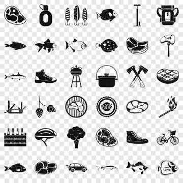Bbq party icons set, simple style Ilustración de archivo