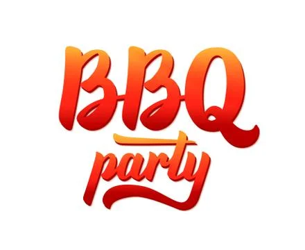 BBQ party logo. Barbeque text lettering label Stock Illustration