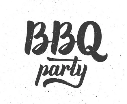BBQ party logo. Barbeque text lettering label Stock Illustration
