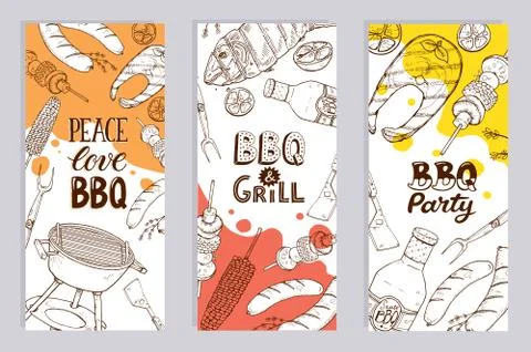 Bbq party posters Stock Illustration