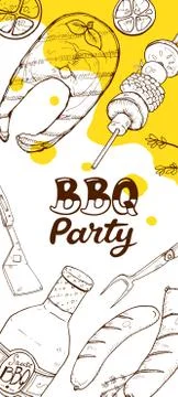 Bbq party posters Stock Illustration