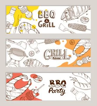Bbq party posters Stock Illustration