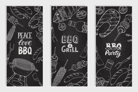 Bbq party posters Stock Illustration