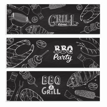 Bbq party posters Stock Illustration