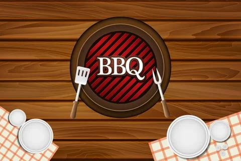 BBQ Party Restaurant Table Vector Background Illustration Concept Stock Illustration
