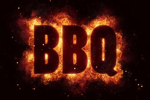 BBQ Party text on fire flames explosion Stock Illustration