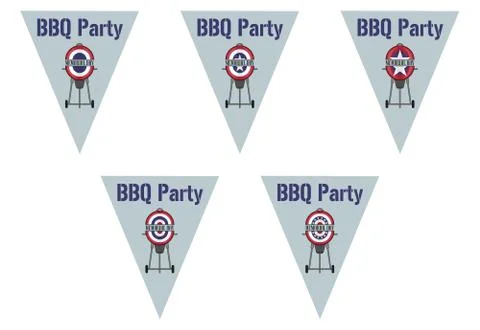 BBQ Party on Triangle Bunting Flags Stock Illustration