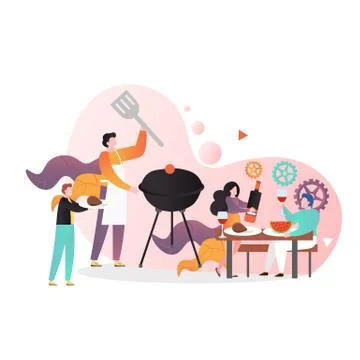 Bbq party vector concept for web banner, website page Ilustración de archivo