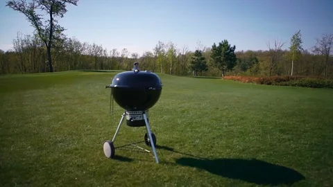 BBQ for a picnic. Grilling at summer weekend. Stock Footage 74764417