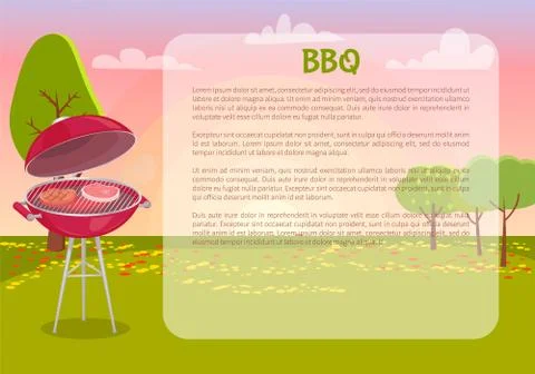 BBQ Poster with Text Nature Vector Illustration Illustrazione stock