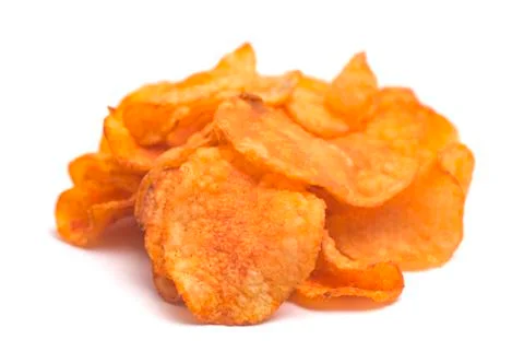 BBQ Potato Chips on a White Background Stock Photos