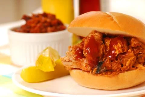 Bbq pulled pork sandwich Stock Photos