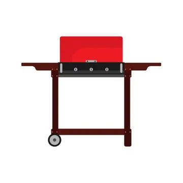 BBQ red vector icon food grill party. Meat cooking beef fire menu. Barbecue s Stock Illustration