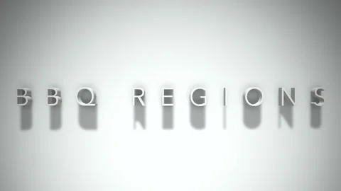 Bbq regions 3D title animation with shadows on a white background Stock Footage 297796069
