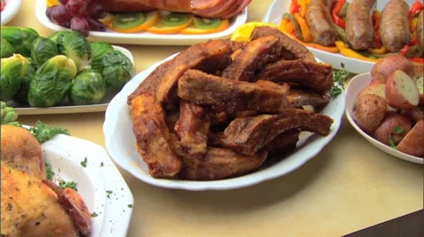BBQ Rib Platter Stock Footage 7745850