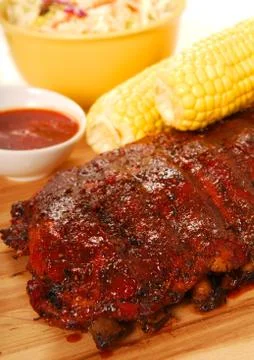 Bbq ribs with corn on the cob Stock Photos