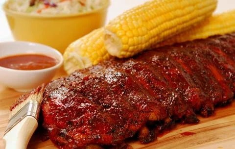 Bbq ribs with corn on the cob Stock Photos