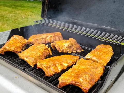 BBQ Ribs on Grill Stock Photos