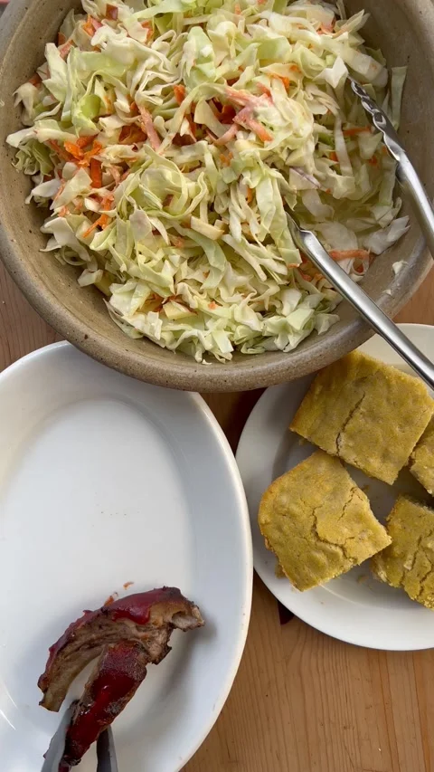 BBQ ribs with sides vertical Stock Footage 223182342