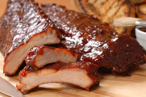 Bbq ribs with toasted bread Foto stock