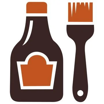 BBQ sauce bottle and basting brush icon Ilustração Stock