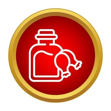 Bbq sauce bottle with two meat drumsticks icon Stock Illustration