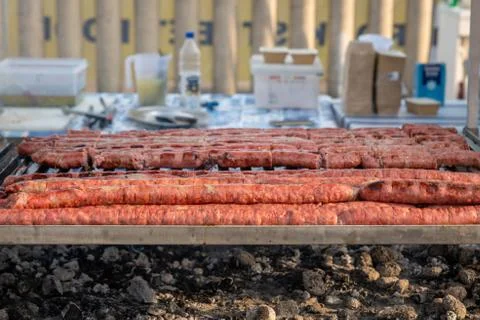 BBQ Sausage lined up Фото