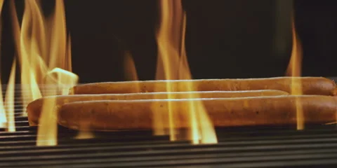 BBQ sausages on the grill Stock Footage 247386575