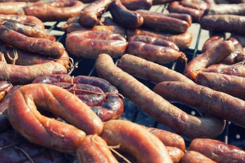 BBQ with sausages Stock Photos