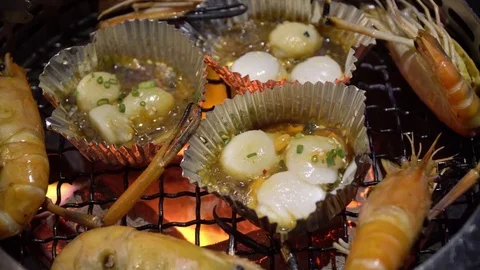 BBQ Seafood Grilling Video stock 71228232