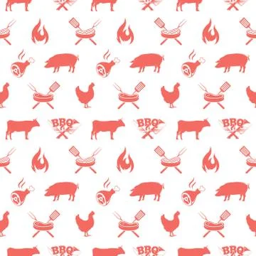 BBQ seamless pattern, vector illustration with barbecue grill elements Stock Illustration